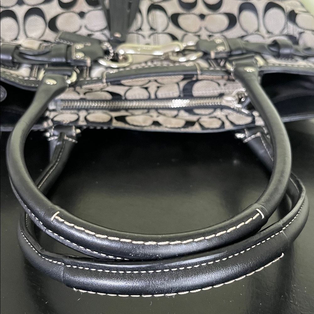 Coach Hampton Signature Canvas Satchel in black and gray - Picture 12 of 12